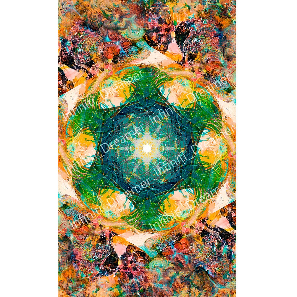 《幻想的なマンダラ》曼荼羅 グリーン 緑 イラスト 幾何学 ヒーリング アート スマホ壁紙(デジタルコンテンツ ダウンロード販売)