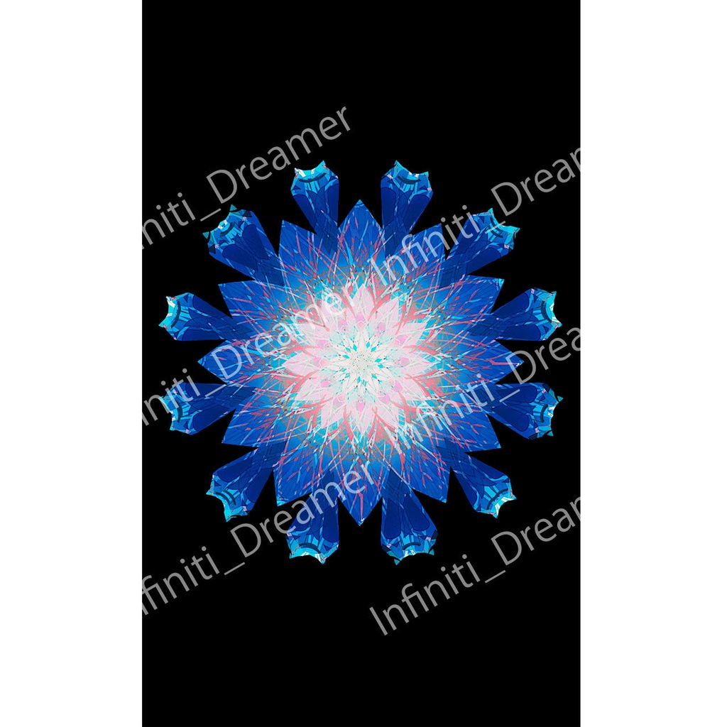 《幻想的なマンダラ》神聖幾何学入り曼荼羅 ブルー 黒 ピンク 宇宙 イラスト ヒーリング アート スマホ壁紙(デジタルコンテンツ ダウンロード販売)