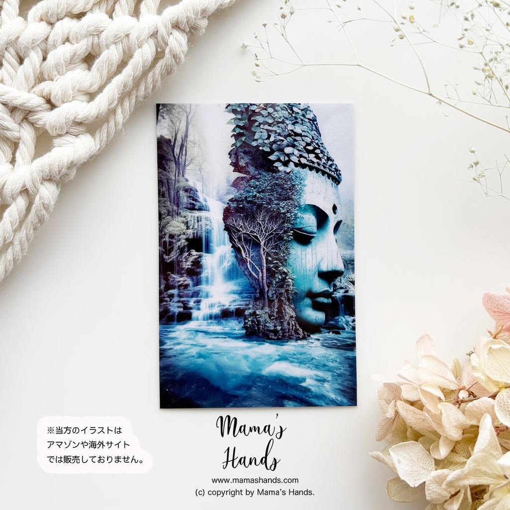 《自然界と釈迦》☘️美しい ブッダ 釈迦 仏像 ヨガ 瞑想 和風 お財布 スマホに入る イラスト アート プラスチック カード