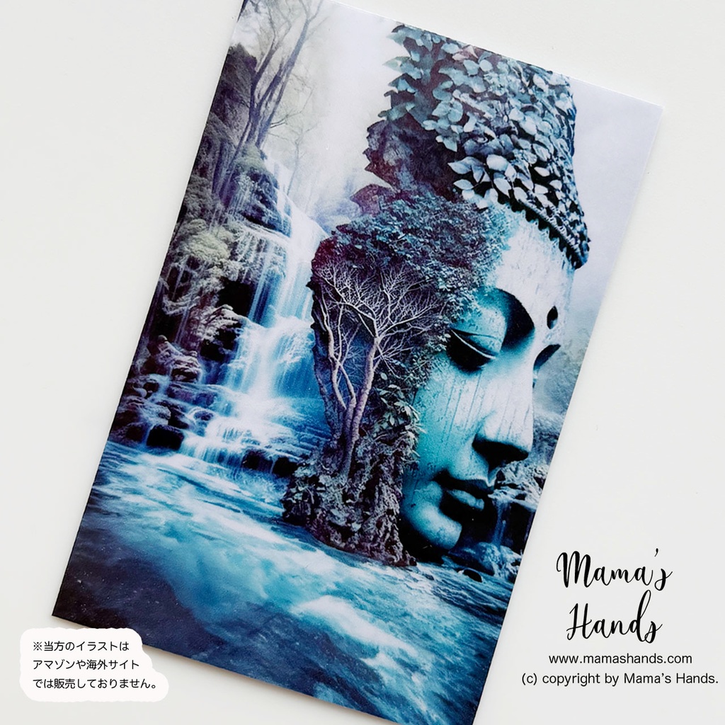 《自然界と釈迦》☘️美しい ブッダ 釈迦 仏像 ヨガ 瞑想 和風 お財布 スマホに入る イラスト アート プラスチック カード