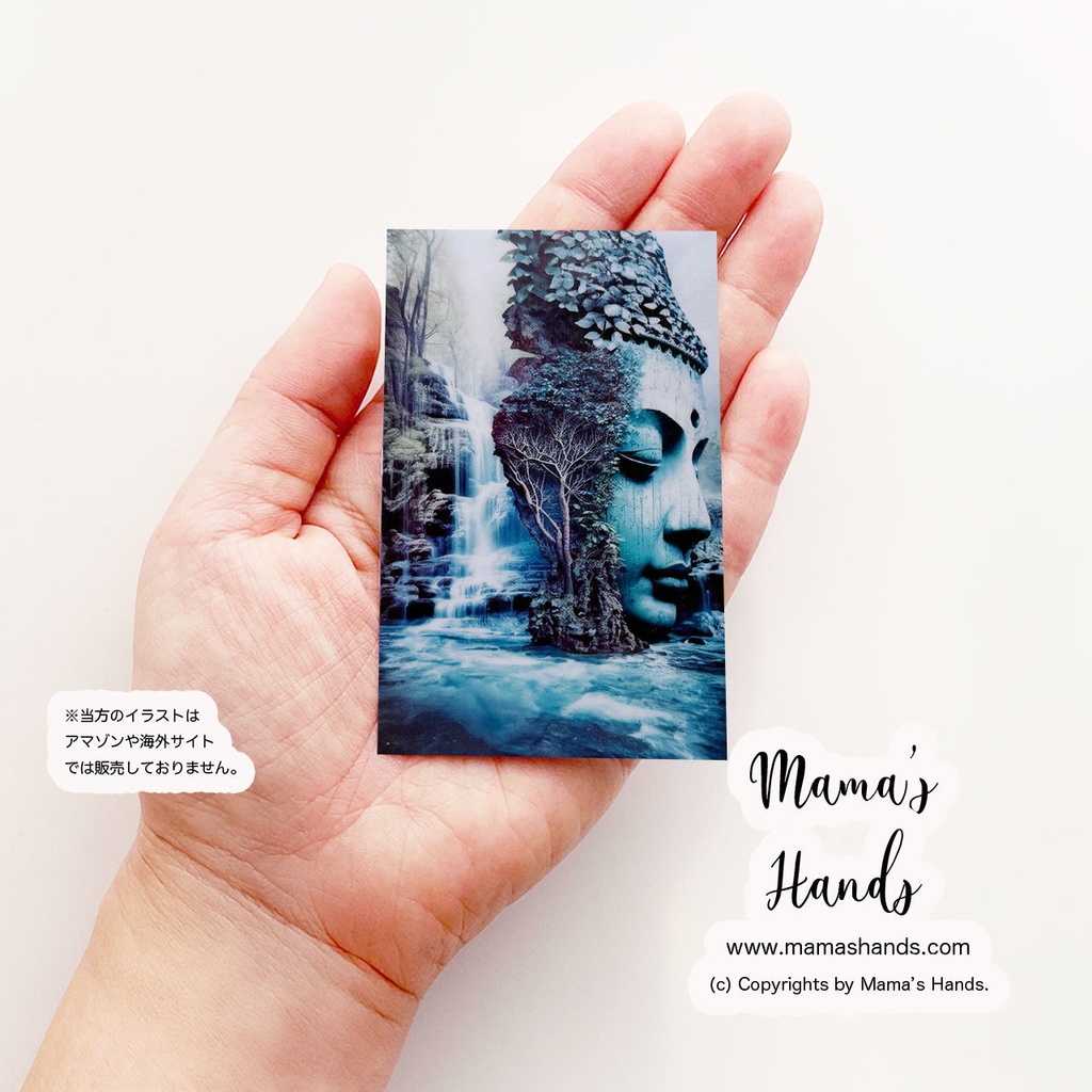 《自然界と釈迦》☘️美しい ブッダ 釈迦 仏像 ヨガ 瞑想 和風 お財布 スマホに入る イラスト アート プラスチック カード