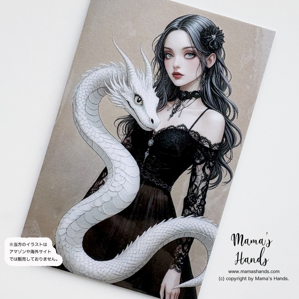 ⭐️2点売れました⭐️《白龍とゴシック女子の魔法》☘️おしゃれで可愛い お財布 スマホに入る イラスト アート プラスチック カード 