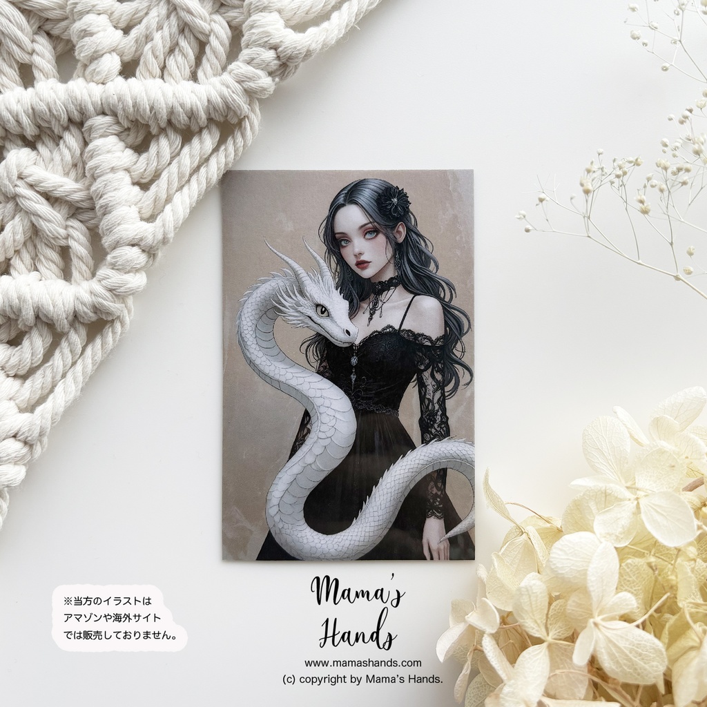 ⭐️2点売れました⭐️《白龍とゴシック女子の魔法》☘️おしゃれで可愛い お財布 スマホに入る イラスト アート プラスチック カード