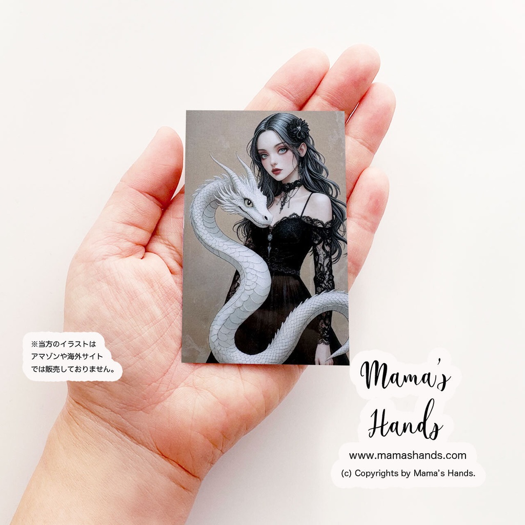 ⭐️2点売れました⭐️《白龍とゴシック女子の魔法》☘️おしゃれで可愛い お財布 スマホに入る イラスト アート プラスチック カード