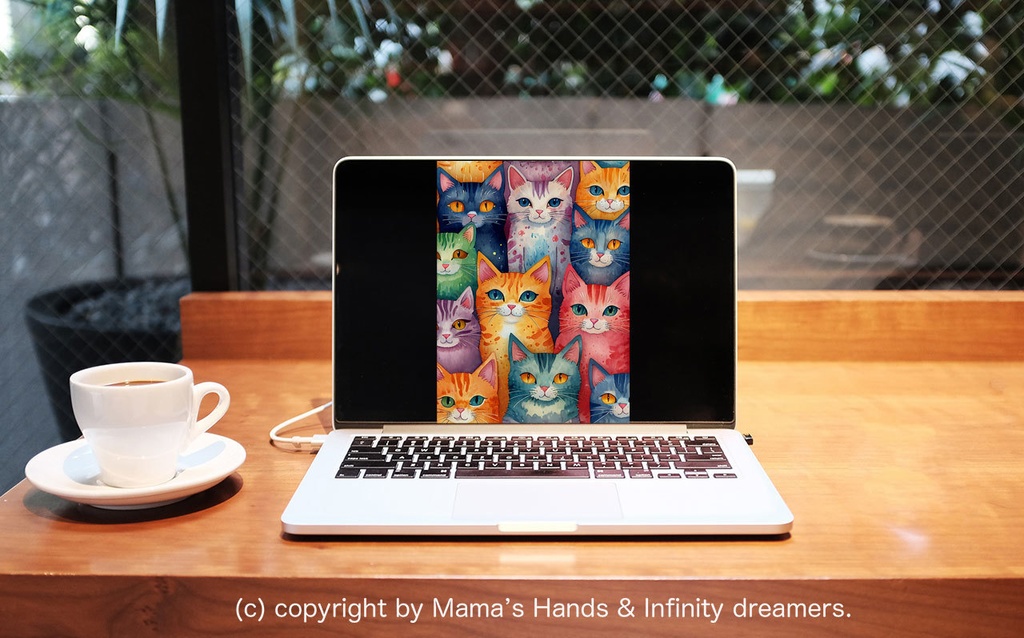 🌈 虹のそばに住む猫たちの水彩画風イラスト (デジタルコンテンツ ダウンロード販売)