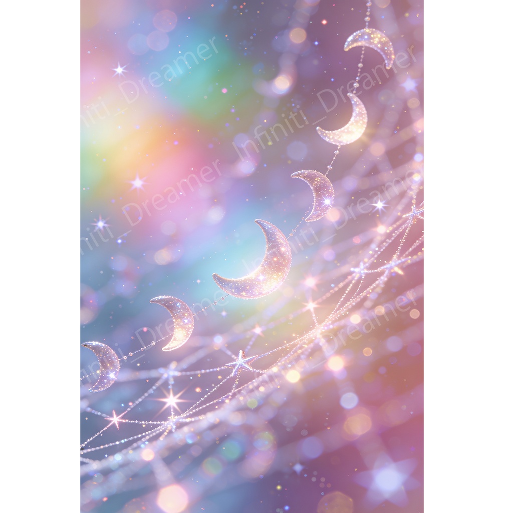 《キラキラ ピンクの流れ星と月》☘️宇宙 星空 夜空 プレアデス スピリチュアル 壁紙 待受 アート  (デジタルコンテンツ ダウンロード販売）