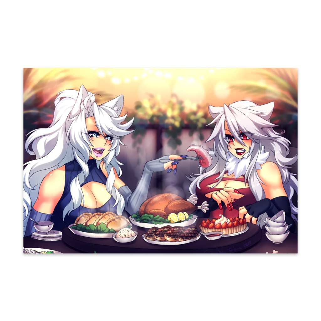 Laika and Ferania dinner Postcard