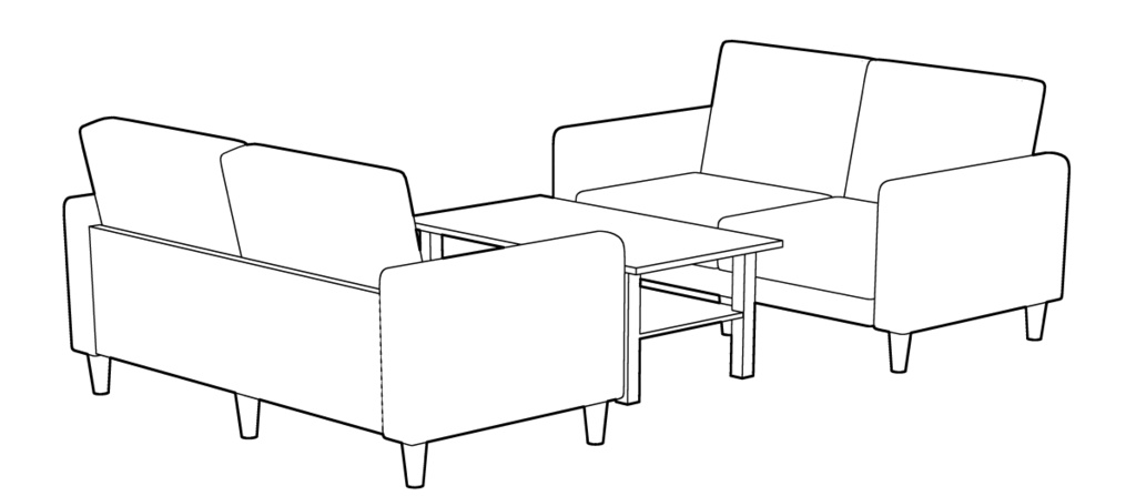 3Dソファとテーブル