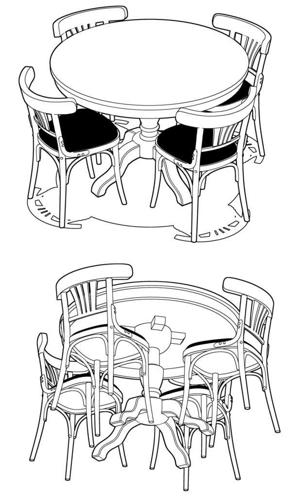 丸テーブルと椅子A