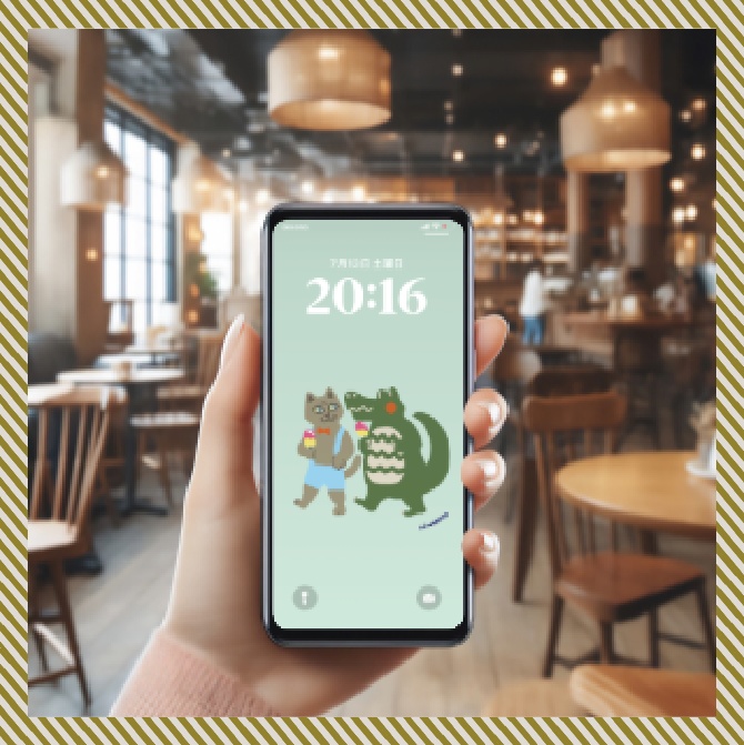 イラスト「アイスでおさんぽ」スマホ壁紙