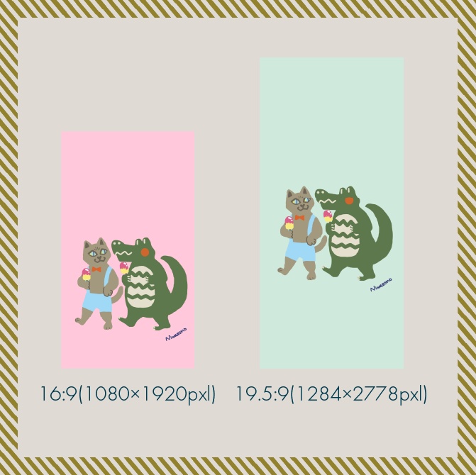 イラスト「アイスでおさんぽ」スマホ壁紙