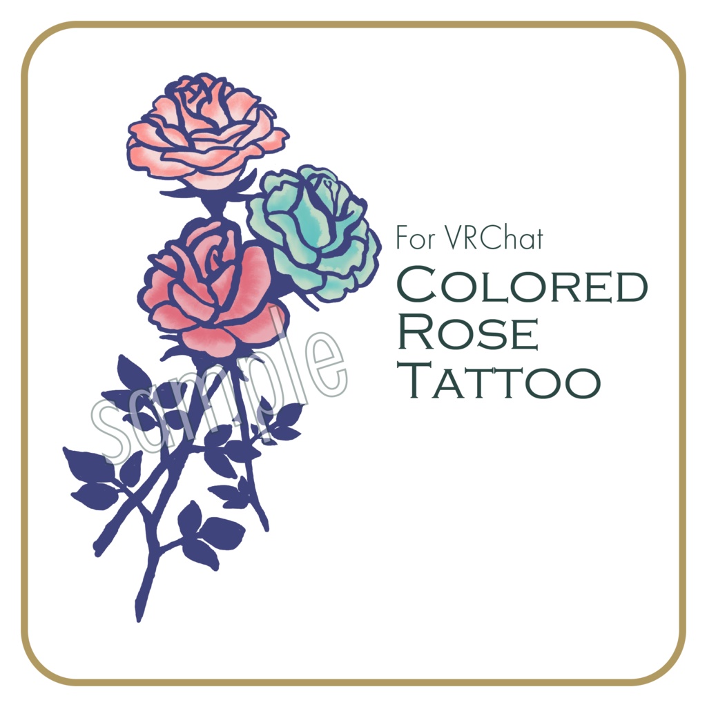 【VRChat想定】Colored Rose Tattoo