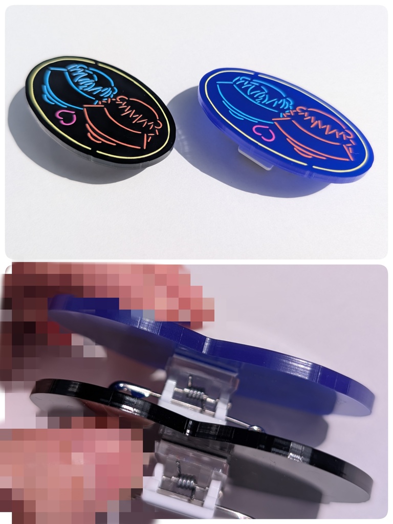 ねおん中華風◯アクリルバッジ2種(クリップ付)◯黒/紺