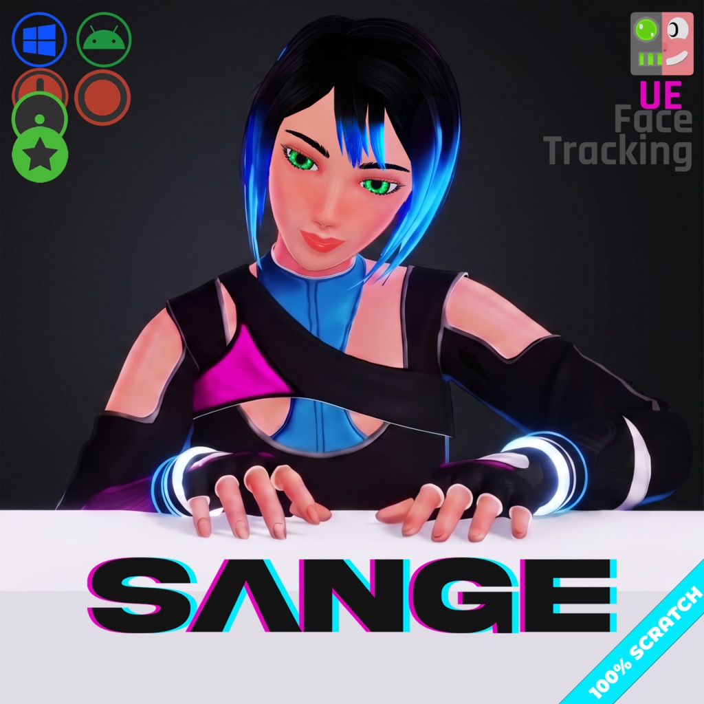 Sange - VRChat Avatar (UE Face Tracking, AudioLink)