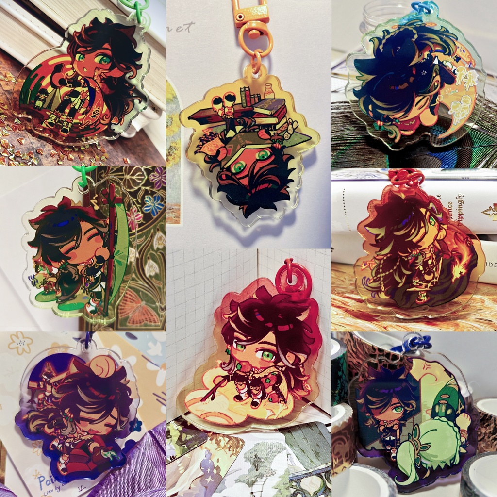 原神【セトス】缶バッジ+アクキー+ステッカー セット(非公式-NieP)Sethos