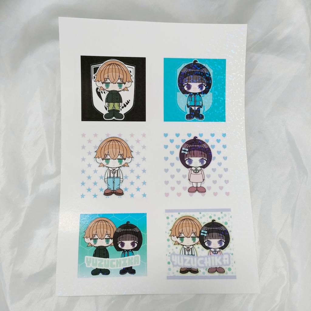 かわいいふたりのきらきらステッカー