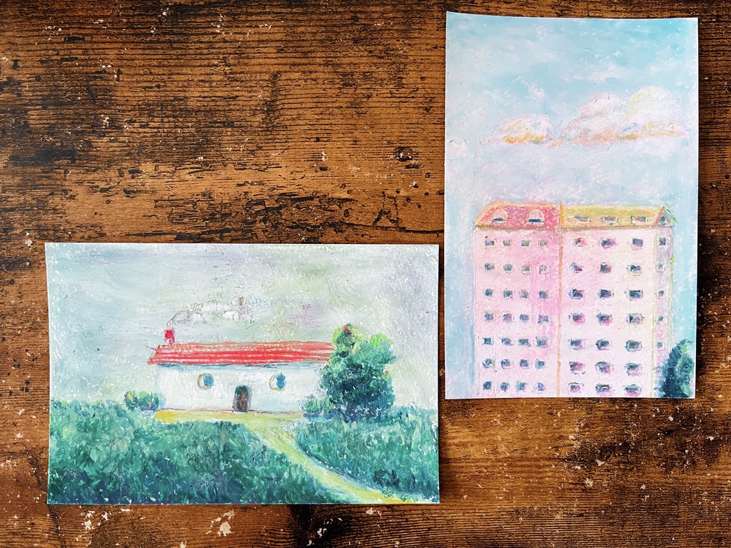 ミニ原画 都会の高層マンション