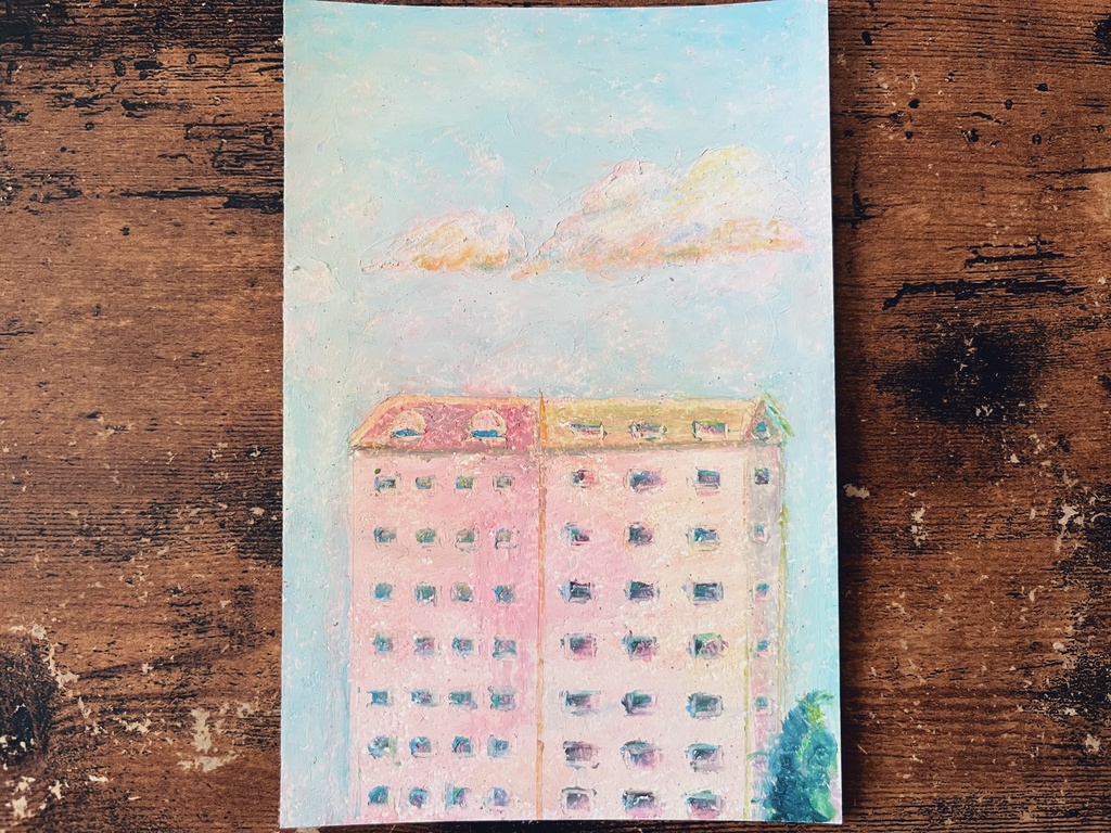 ミニ原画 都会の高層マンション