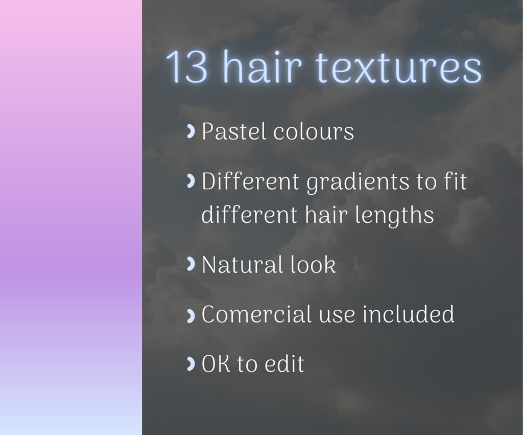 【VRoid Stable Ver】Hair texture set ~Pastel gradient~