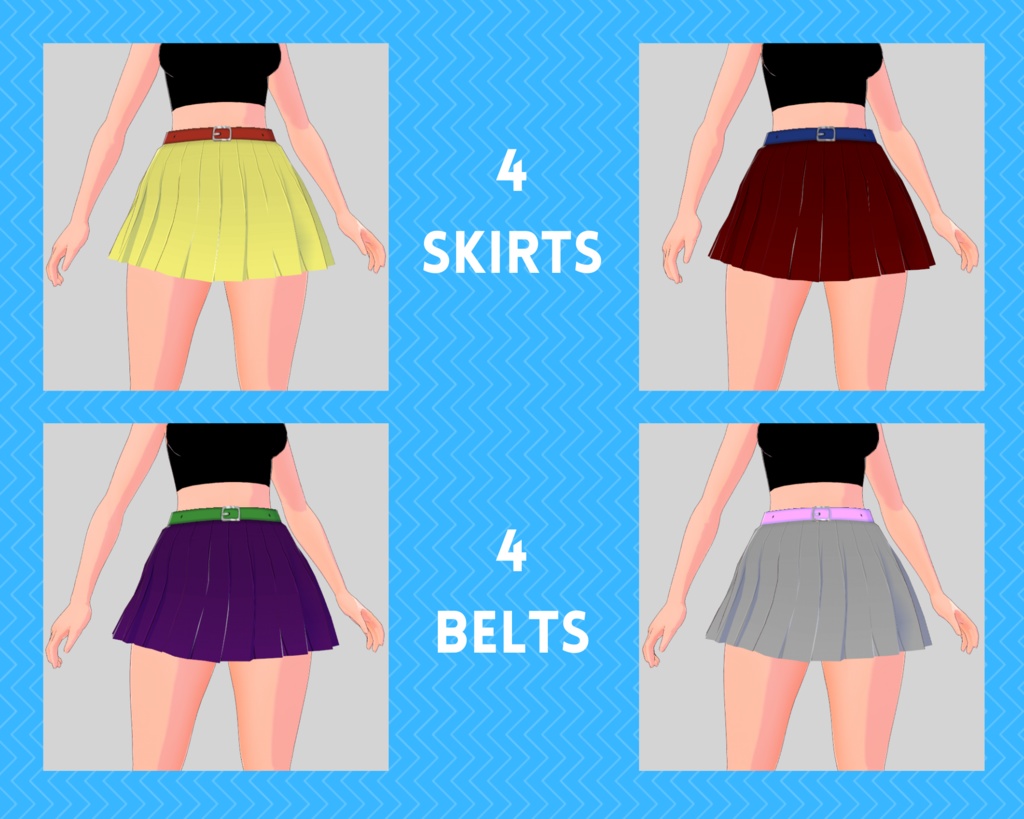 【VRoid Stable Ver】Skirt with belt (Mix and match)