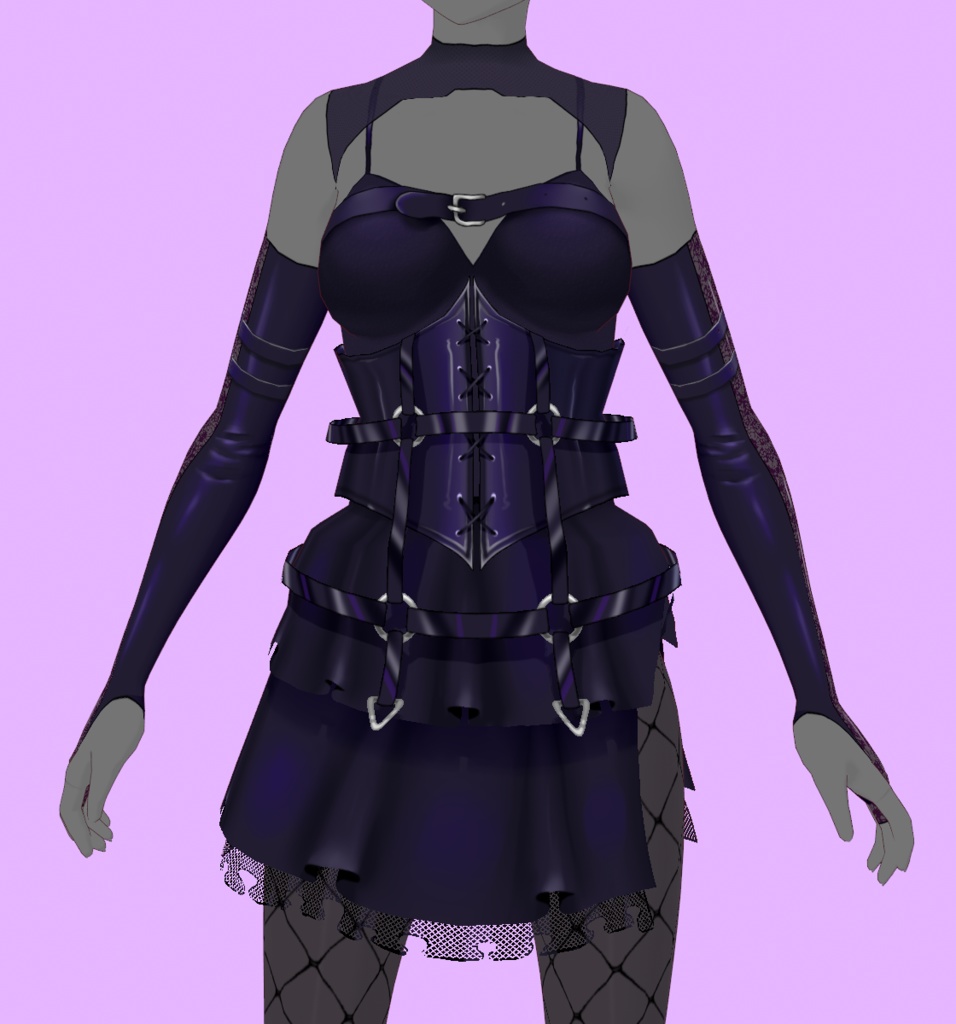 【VRoid Stable Ver】Goth outfit semi-realistic black dress