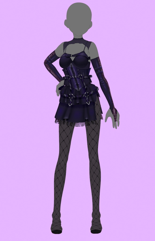 【VRoid Stable Ver】Goth outfit semi-realistic black dress