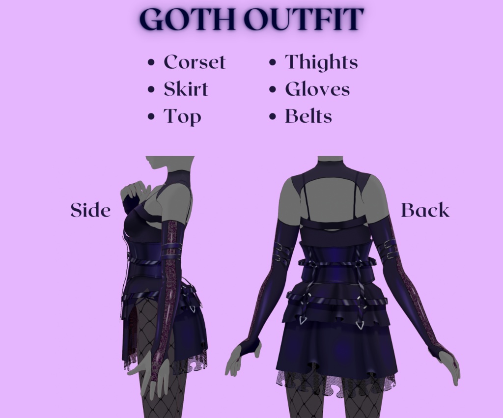 【VRoid Stable Ver】Goth outfit semi-realistic black dress