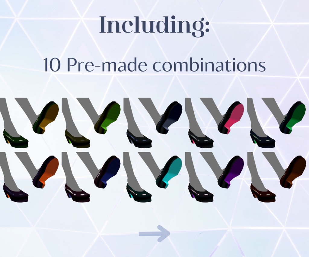 【VRoid Stable Ver】 Shoes Dark Shiny Heels Colorful Sole Combinations