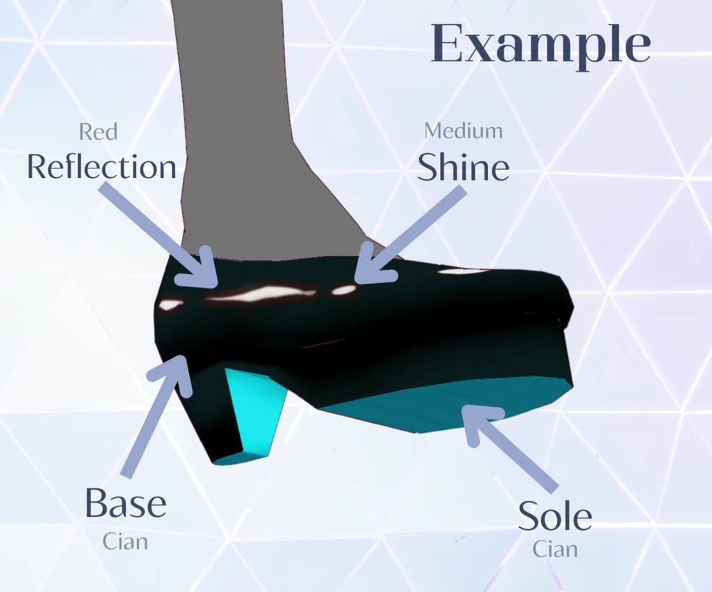 【VRoid Stable Ver】 Shoes Dark Shiny Heels Colorful Sole Combinations