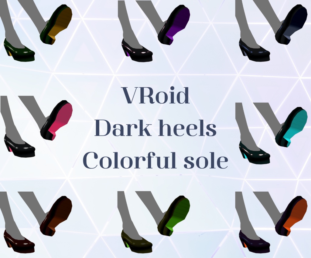 【VRoid Stable Ver】 Shoes Dark Shiny Heels Colorful Sole Combinations
