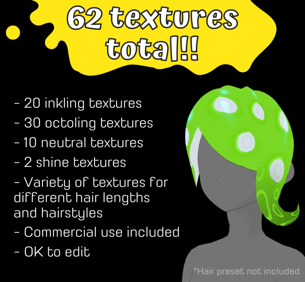 【VRoid Stable Ver】Splatoon inspired hair texture super set