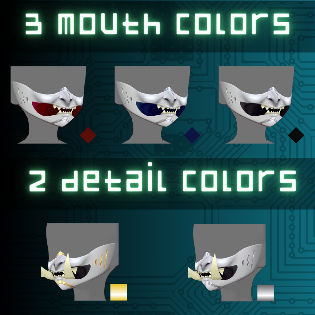 【VRoid Stable Ver】 Cyber Oni Mask Texture Set