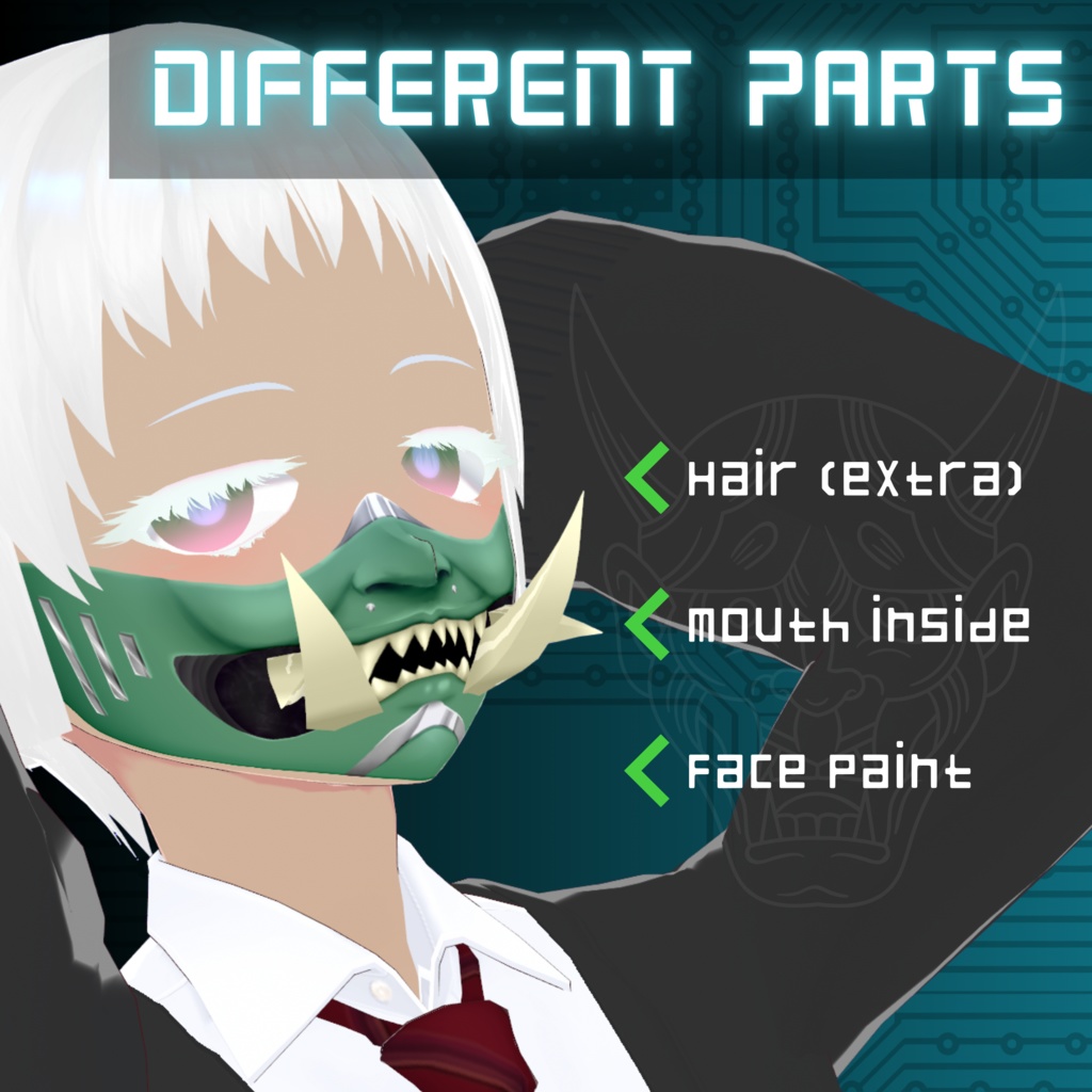 【VRoid Stable Ver】 Cyber Oni Mask Texture Set