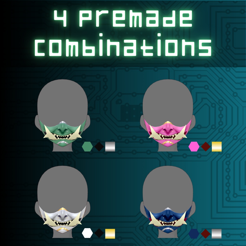 【VRoid Stable Ver】 Cyber Oni Mask Texture Set