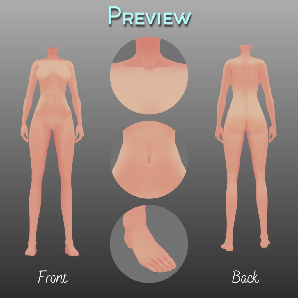 【VRoid Stable Ver】 Skin colors semi-realistic body texture set FREE