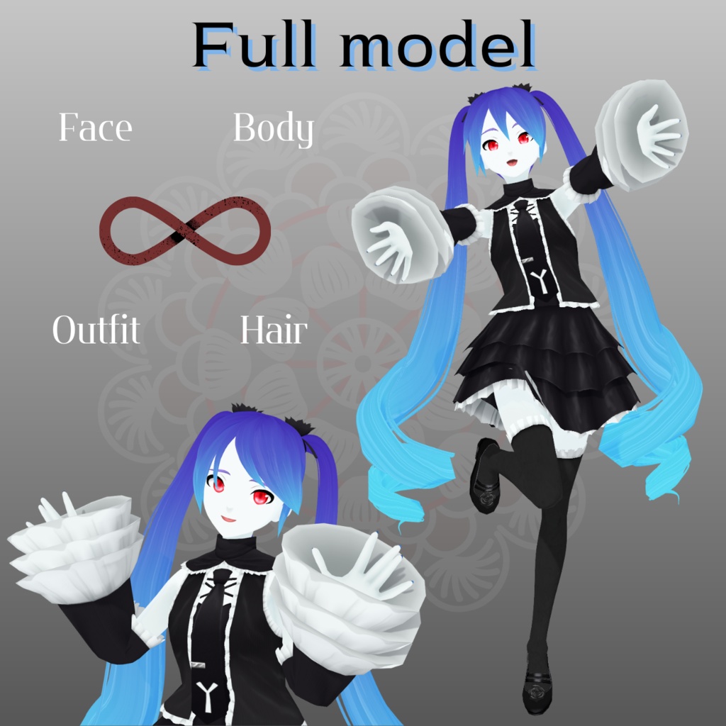 【VRoid Stable Ver】 Infinity ∞ Full model, Hair preset, Outfit