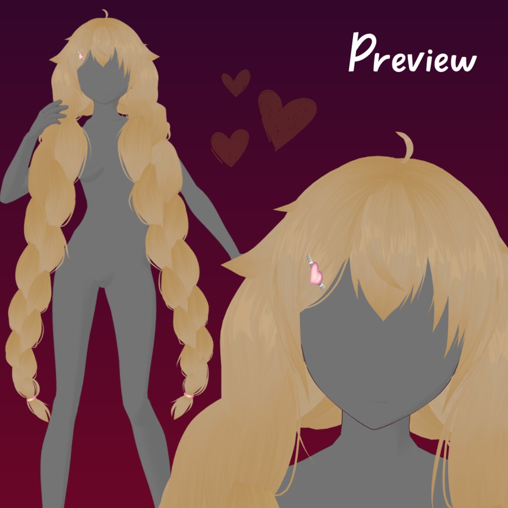 【VRoid Stable Ver】 Fluffy Long Twin Braids Hair Preset ♥