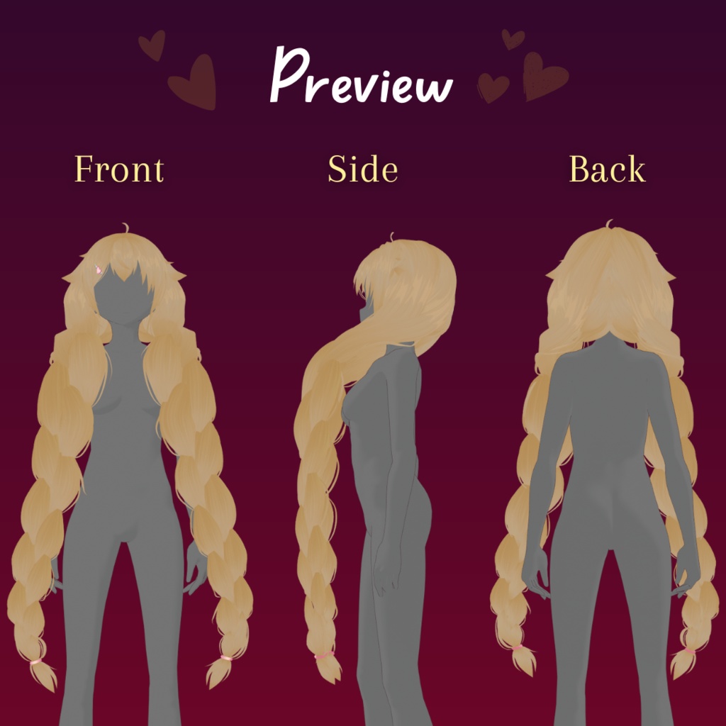 【VRoid Stable Ver】 Fluffy Long Twin Braids Hair Preset ♥