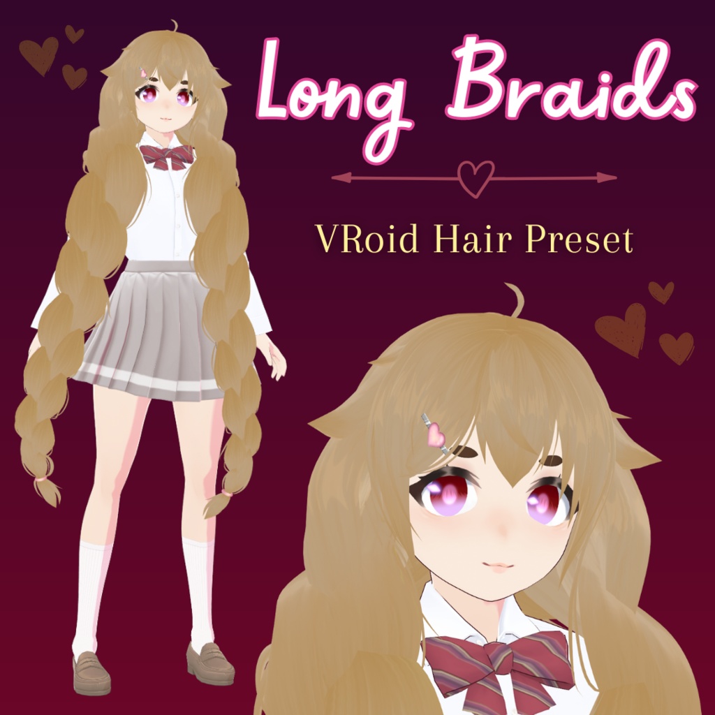 【VRoid Stable Ver】 Fluffy Long Twin Braids Hair Preset ♥