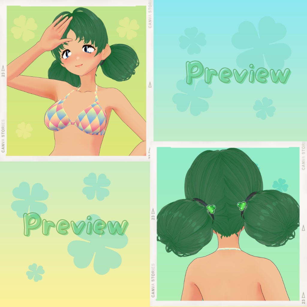 【VRoid Stable Ver】 Double Buns Hair Preset ♣