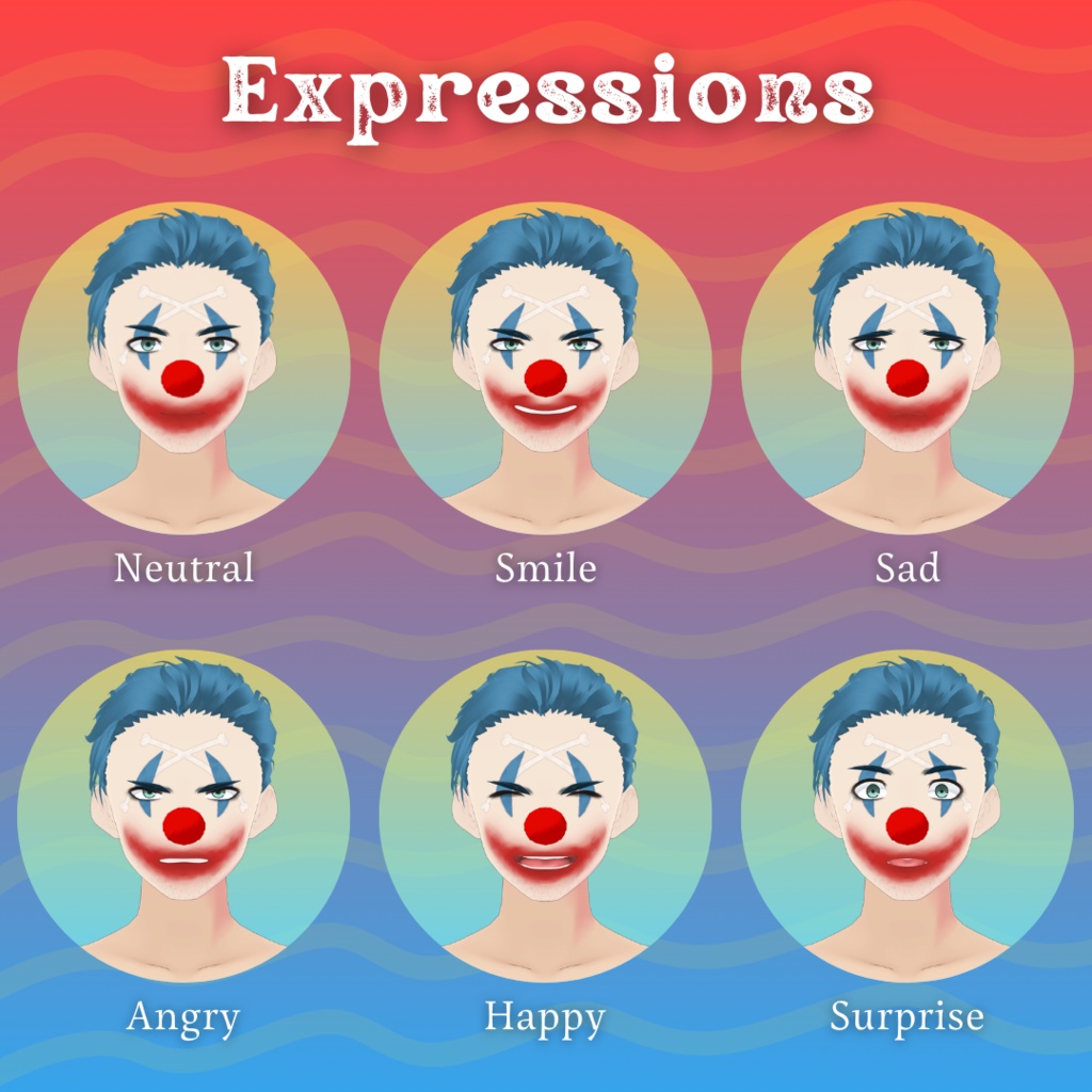 【VRoid】 Buggy clown makeup and face template