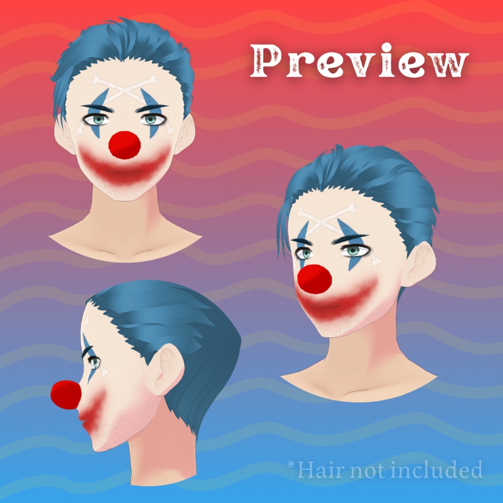 【VRoid】 Buggy clown makeup and face template