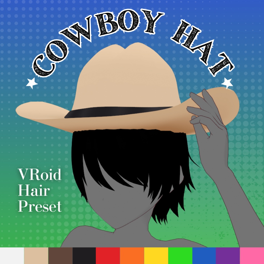 【VRoid Stable Ver】 Cowboy Hat Hair Preset