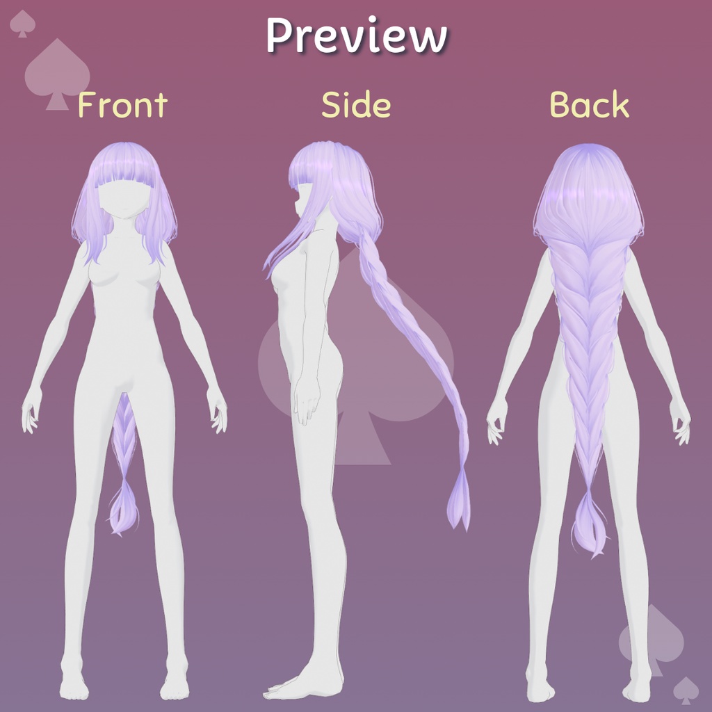 【VRoid Stable Ver】Long fluffy braid Hair Preset ♠