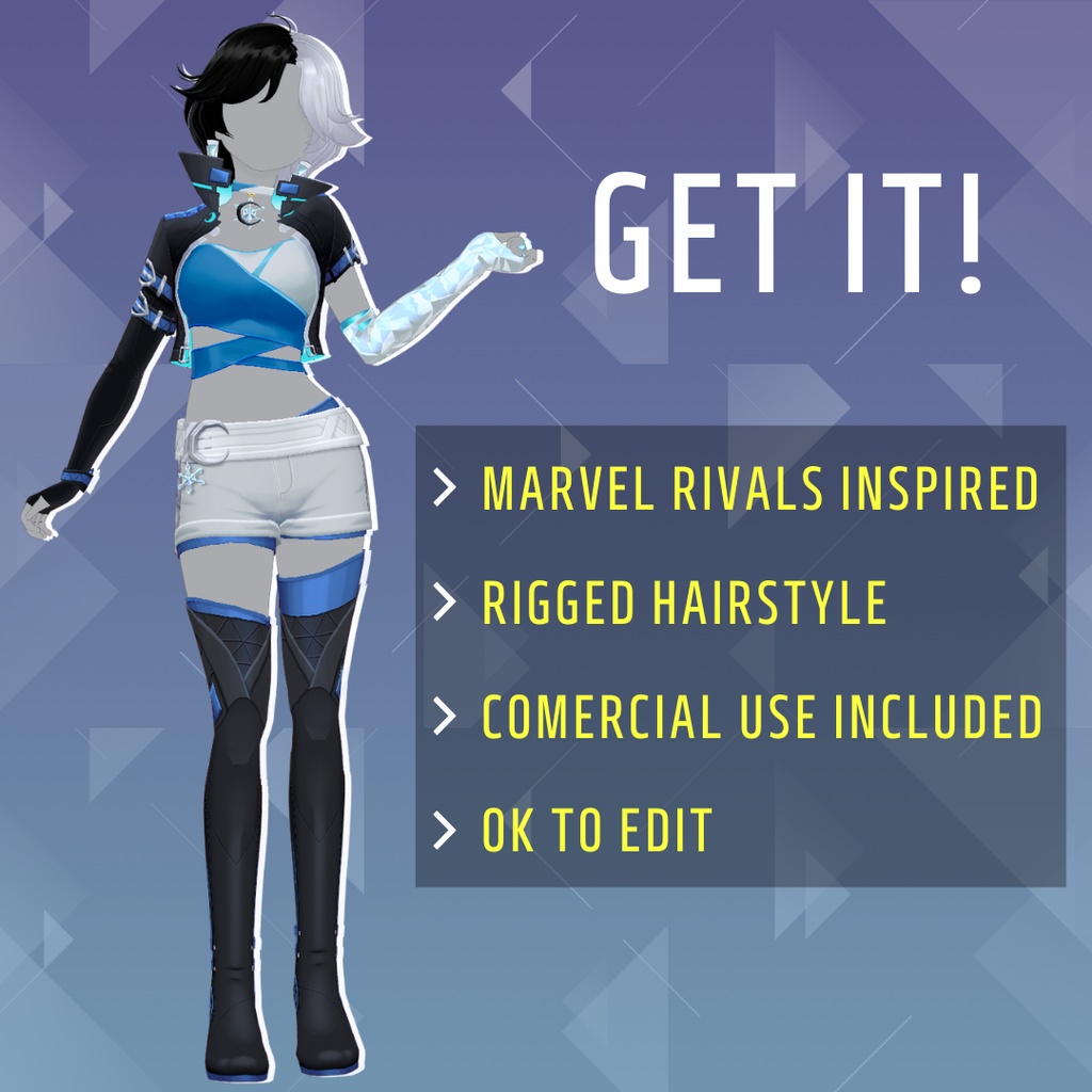 【VRoid】 Outfit + Hairstyle Marvel Rivals Luna Snow inspired