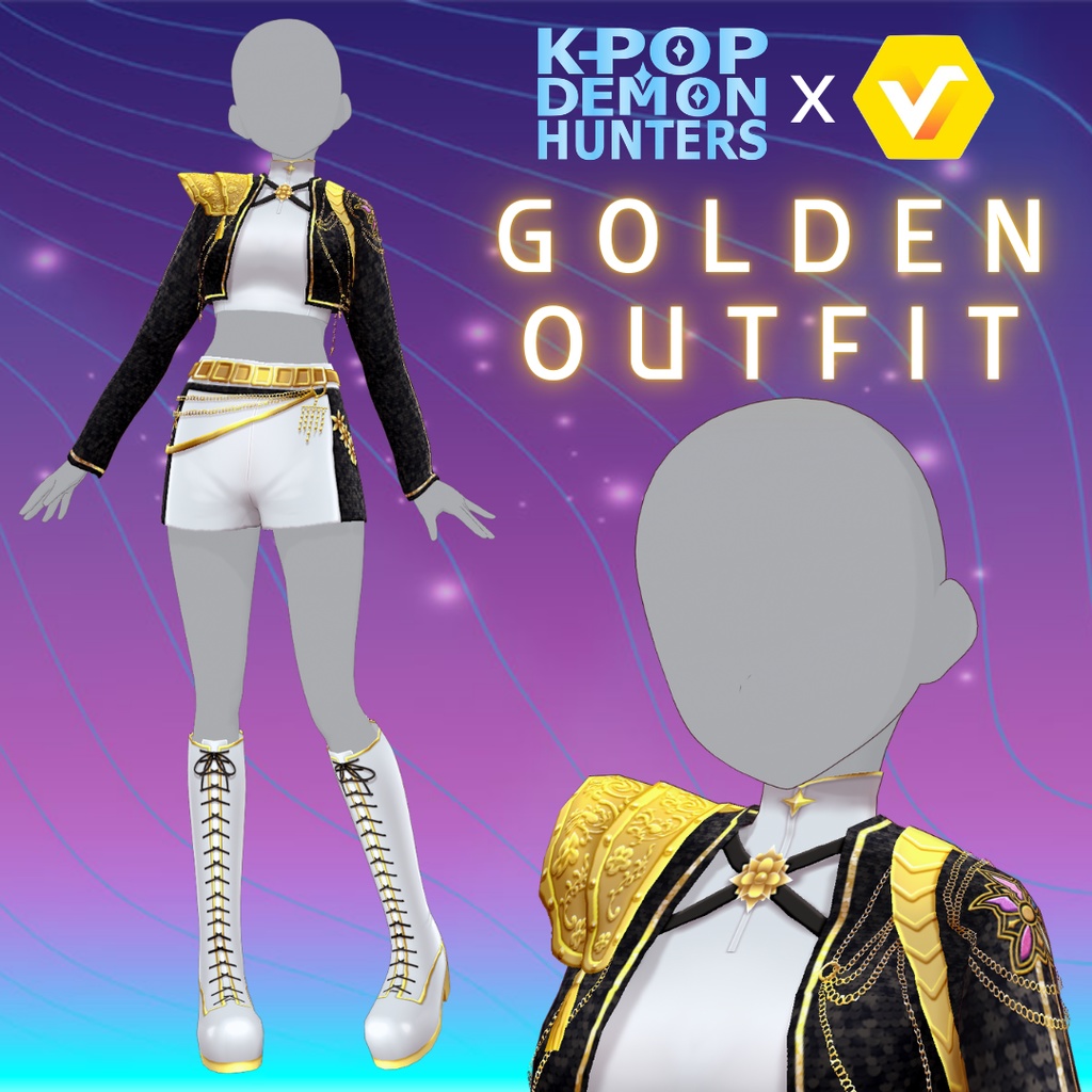【VRoid】 Rumi Golden Outfit K-Pop Demon Hunters inspired