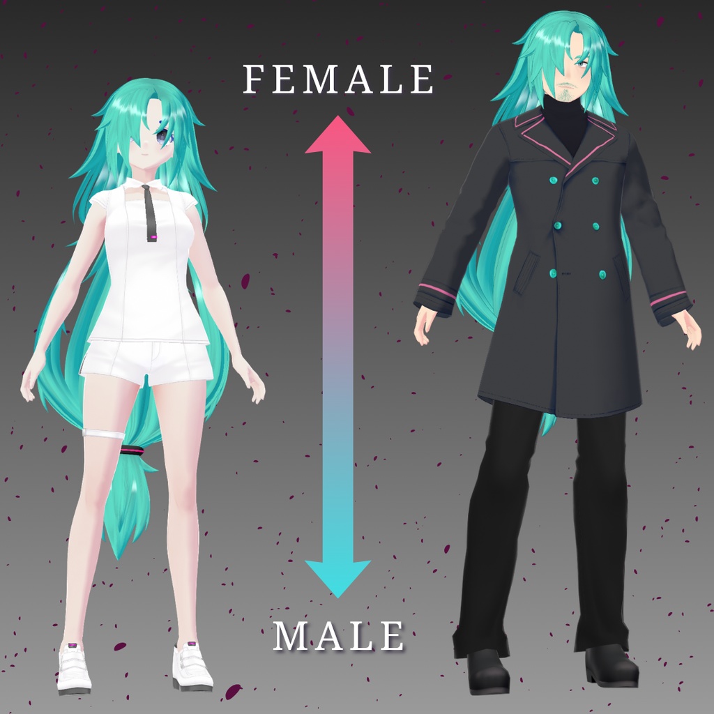 【VRoid】 Long loose tails Hair Preset