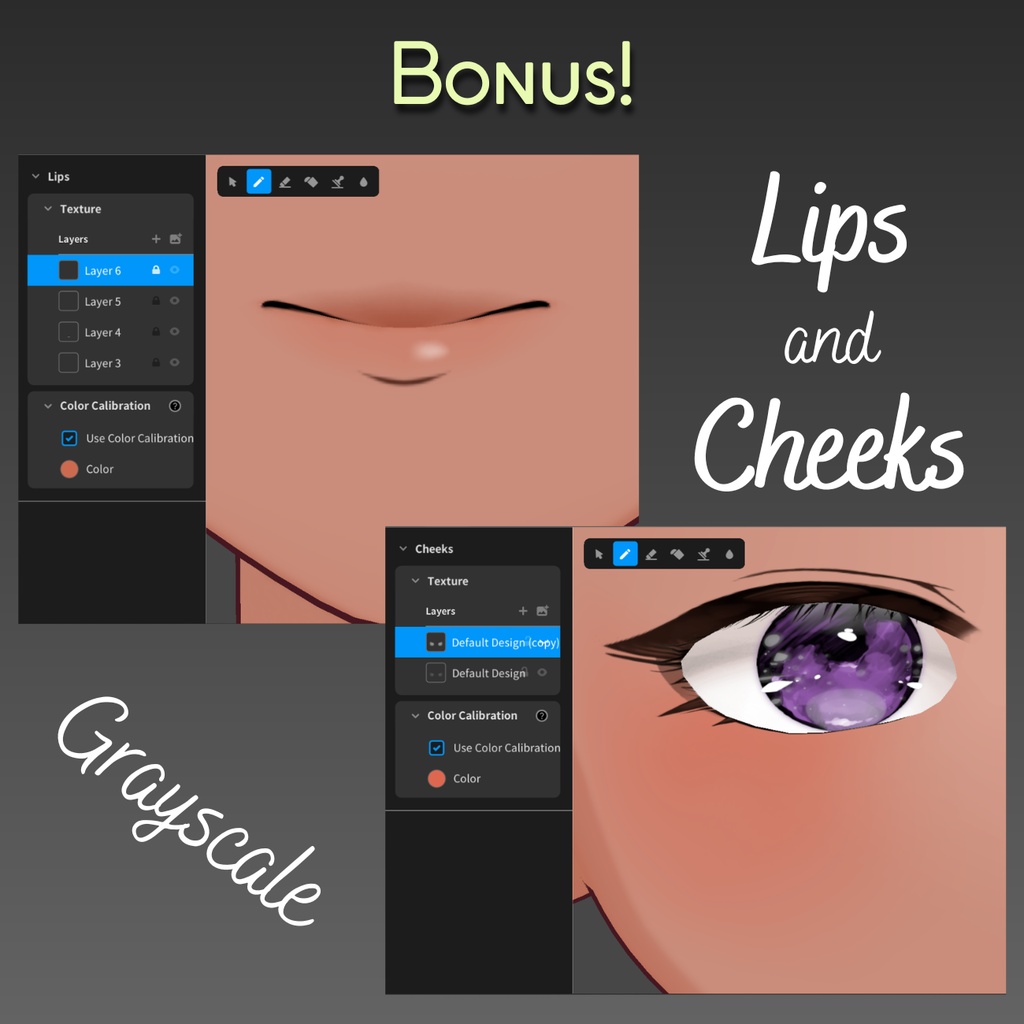 【VRoid】 Soft 2D Skin texture set