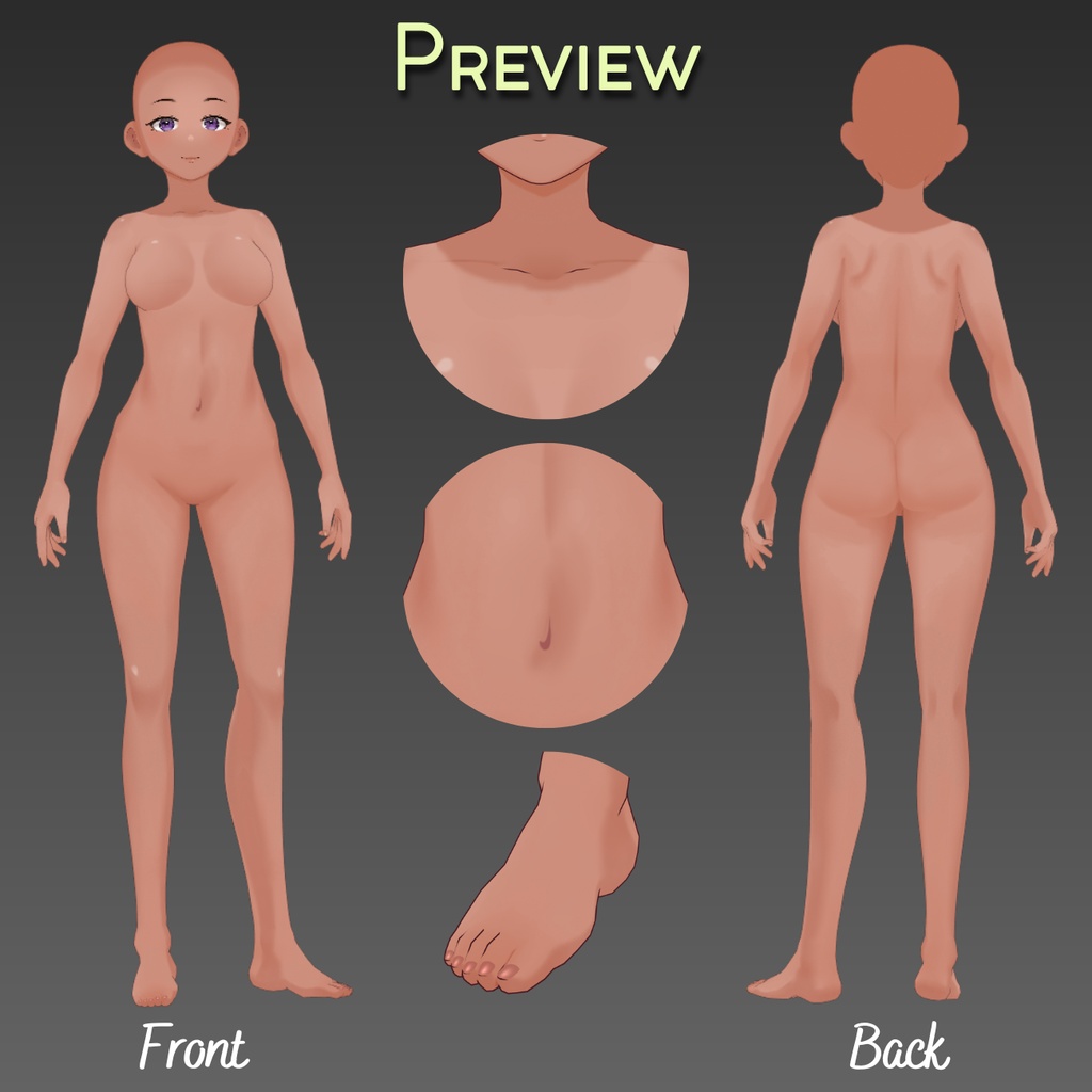 【VRoid】 Soft 2D Skin texture set