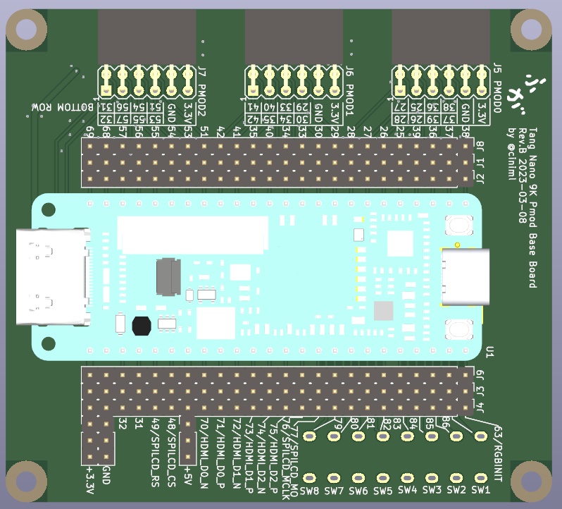 [基板のみ] Tang Nano 9K用 Pmod ベースボード